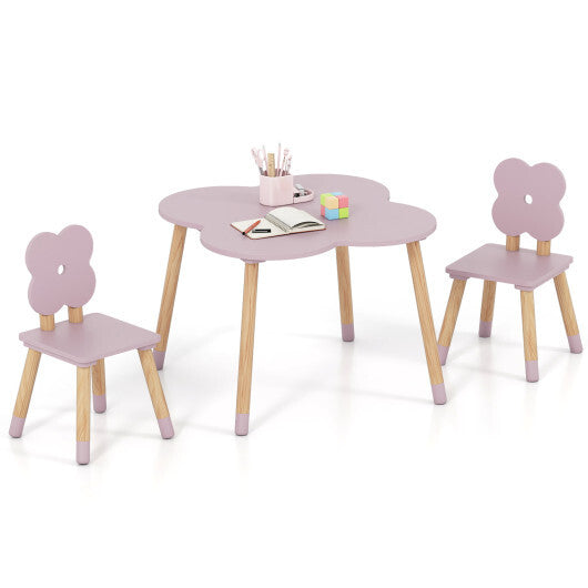 Flower-shaped Kids Table Set with Solid Pine Wood Legs-Pink LuxuryLifeWay Online Store