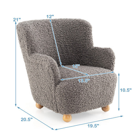 Sherpa Kids Sofa Comfy Toddler Armchair with Solid Rubber Wood Legs-Rustic Brown LuxuryLifeWay Online Store
