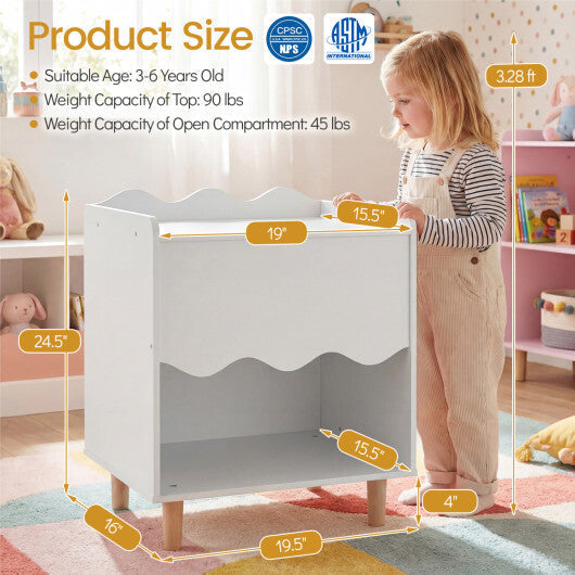 Toddler Scalloped Side Table with Wide Top & Open Compartment-Pink LuxuryLifeWay Online Store