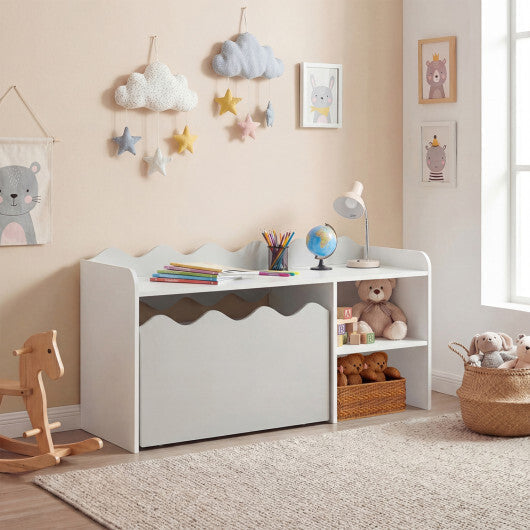 Scalloped Kids Bookshelf and Toy Storage Organizer for Playroom-Pink