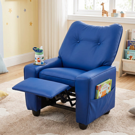 Kids Recliner with Cup Holder & Armrests and Adjustable Backrest for Playroom-Pink LuxuryLifeWay Online Store