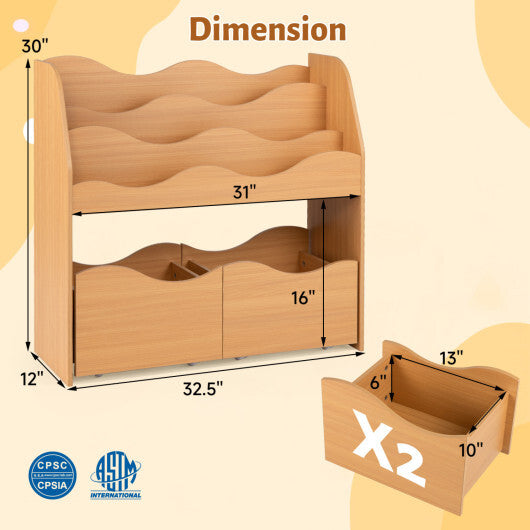 Kids Toy Wooden Storage Organizer with 2 Rolling Drawers for Kids Room-White LuxuryLifeWay Online Store