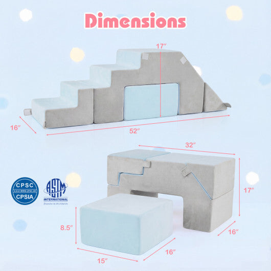 4-in-1 Foam Climbing Blocks Toddler Indoor Climb with Slide-Gray LuxuryLifeWay Online Store