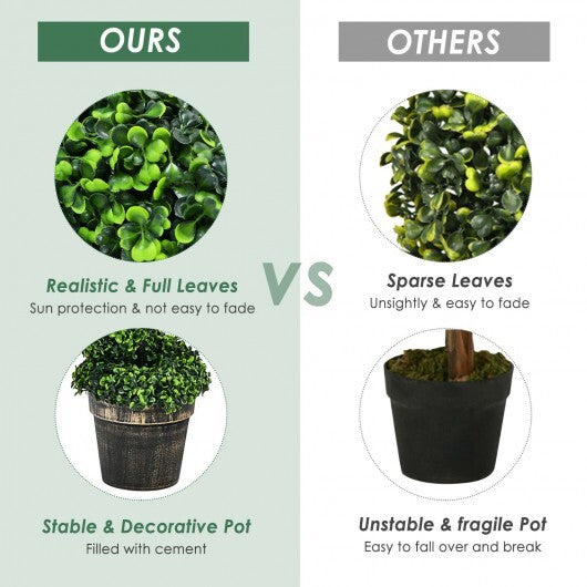 2 Pack 4 Feet Artificial Spiral Boxwood Topiary Indoor Outdoor Decor LuxuryLifeWay Online Store