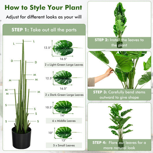 5 Feet Artificial Tree Faux Monstera Deliciosa Plant for Home Indoor and Outdoor LuxuryLifeWay Online Store