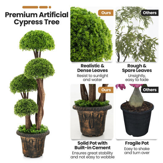 3 Feet Decorative Artificial Cedar Topiary Tree with Rattan Trunk LuxuryLifeWay Online Store