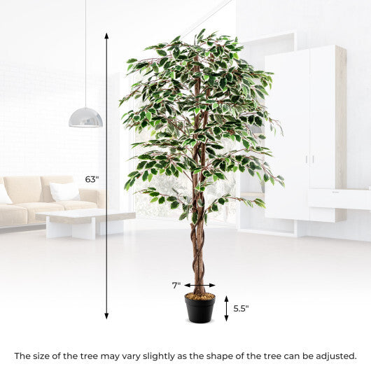 Artificial Ficus Tree Tall Faux Indoor Plant with 1008 Leaves Nursery Pot and Dried Moss LuxuryLifeWay Online Store