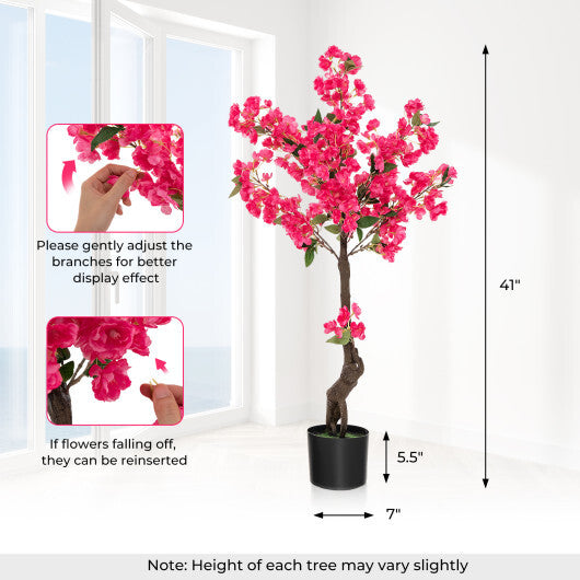 2 Pack 41 Inch Artificial Plum Blossom Tree Fake Floral Plant with 92 Flowers-Red LuxuryLifeWay Online Store