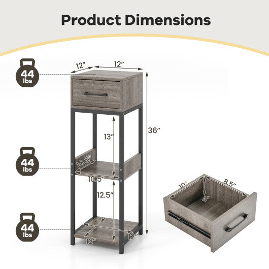 3 Tier Tall Plant Stand with Drawer Anti-tipping Devices-Gray LuxuryLifeWay Online Store