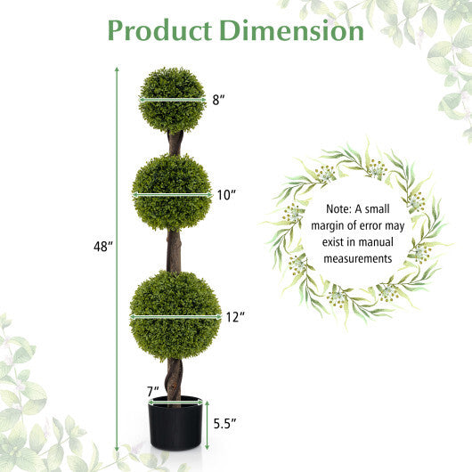 4 FT Artificial Ball Shape Bush Tree with Lush PE leaves and Trunk LuxuryLifeWay Online Store