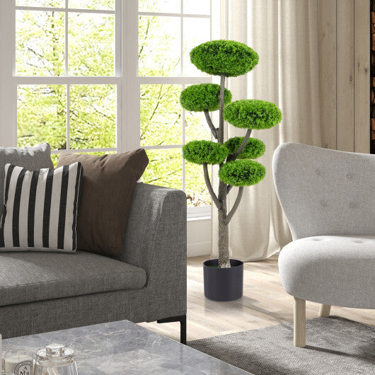 6 Ball Artificial Cypress Topiary Ball Tree with Weighted Pot for Porch