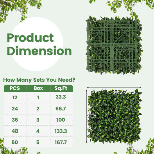 12 Pieces 20 x 20 Inch Artificial Topiary Gardenia Shrub Grass Panels LuxuryLifeWay Online Store
