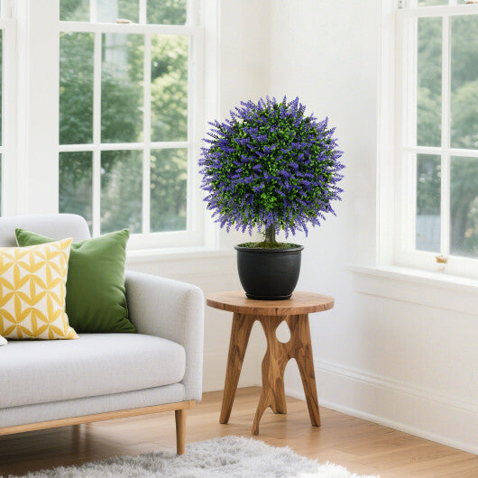 23 Inch Set of 2 Artificial Lavender Topiary Ball Trees with Cement-Filled Pot-Purple LuxuryLifeWay Online Store