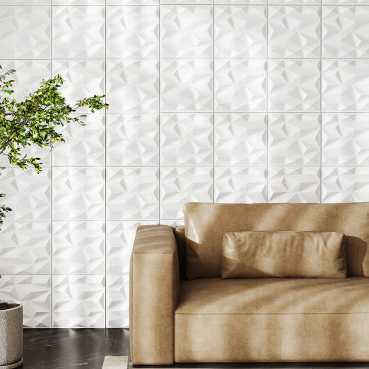 100-Pack 3D Wall Panels 12" x 12" PVC Interior Wall Decoration with Diamond Accent-White LuxuryLifeWay Online Store