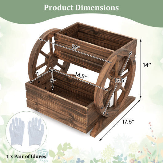 2-Tier Raised Garden Bed Rustic Wood Wagon Shape with Drainage Holes and Wheels-Coffee LuxuryLifeWay Online Store