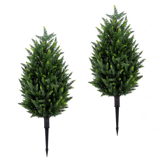 2 Pack 3 ft Artificial Cypress Topiary Trees with Ground Spikes for Indoor Outdoor LuxuryLifeWay Online Store