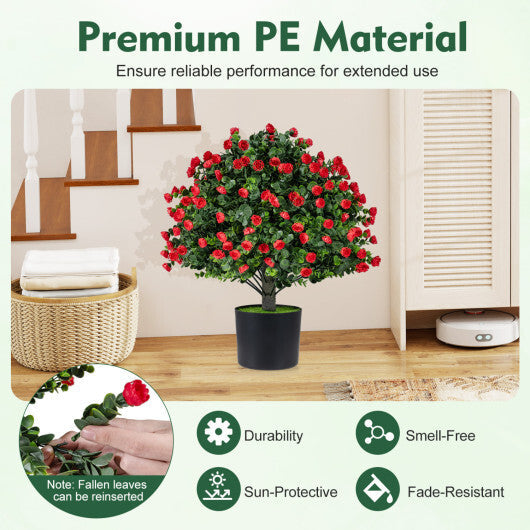 2 Pack Artificial Rose Topiary Ball Trees with PP Cement-Filled Flowerpot for Home LuxuryLifeWay Online Store