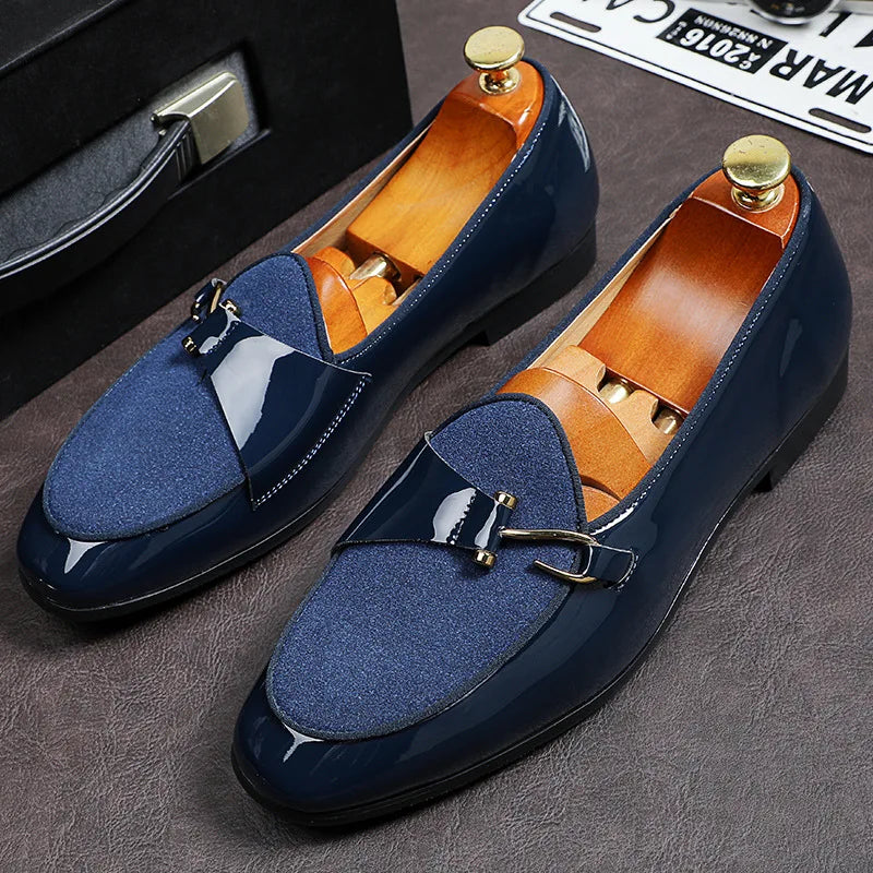 Patent Leather Loafers Men Dress Shoes Leather Italian Oxford Shoes for Men Wedding Dress Formal Slip on Shoes Men Office 2026 Pi-Mart