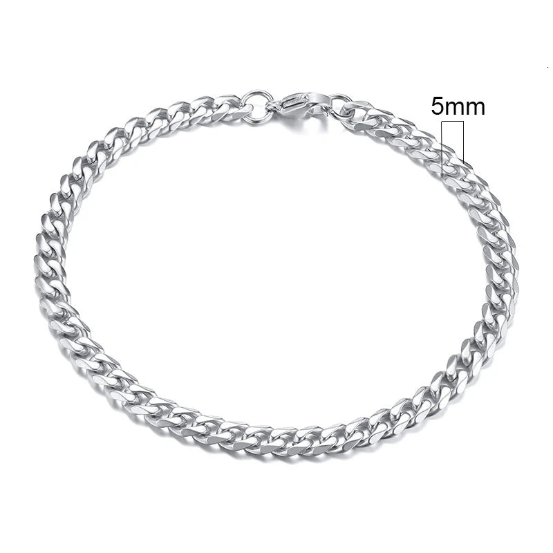 Vnox Mens Simple 3-11mm Stainless Steel Curb Cuban Link Chain Bracelets for Women Unisex Wrist Jewelry Gifts Pi-Mart