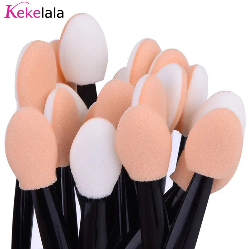 100Pcs/ Bag Small Portable Eyeshadow Applicators In Bulk Double Sponge Eye Shadow Brush Makeup Mini Tools Wholesale Tri Light Beauty
