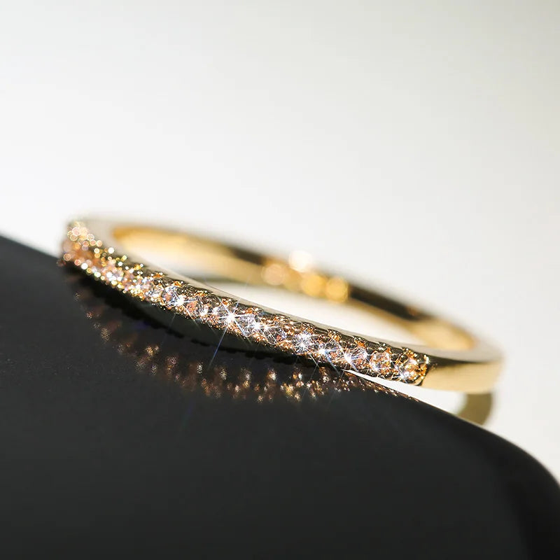 Huitan New Minimalist Thin Rings for Women Wedding Brilliant Cubic Zircon High Quality Versatile Female Finger Ring Jewelry Pi-Mart