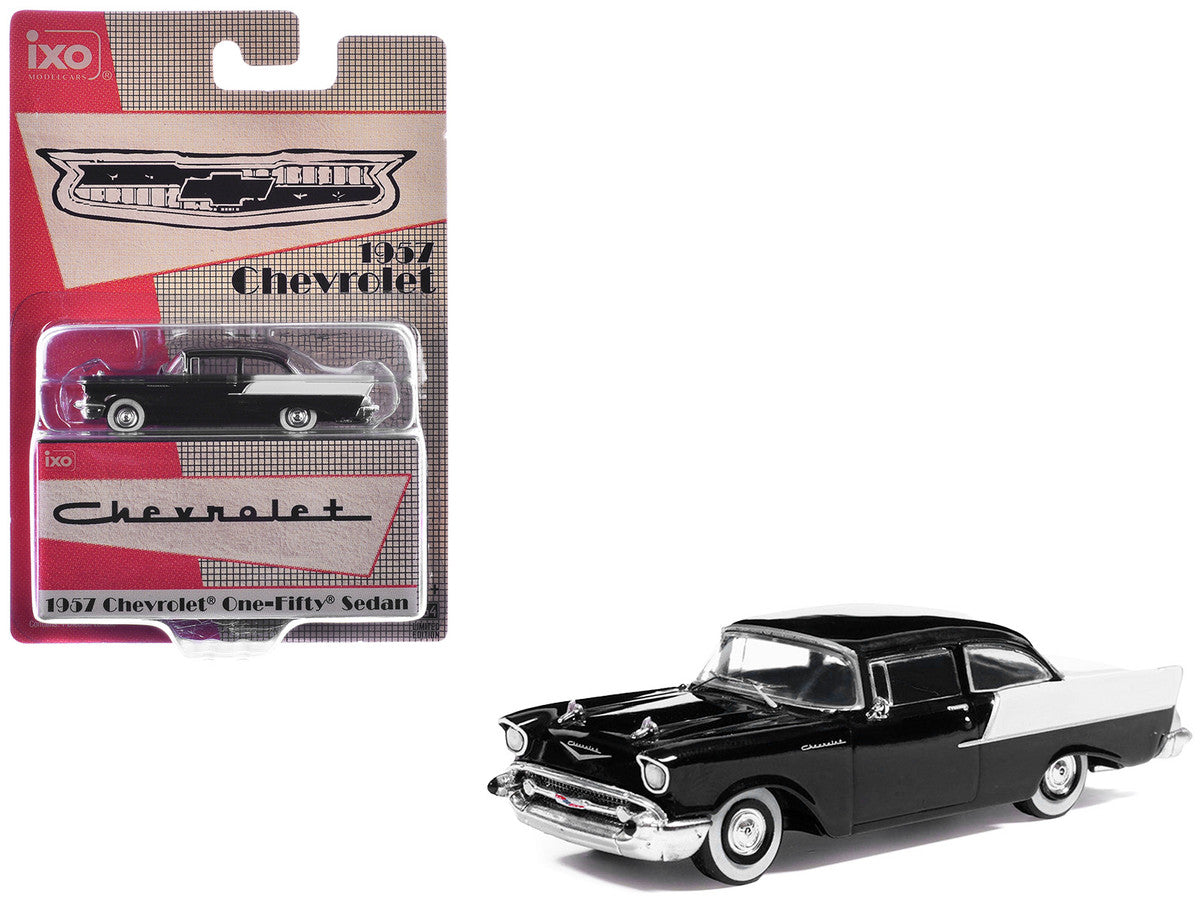 1957 Chevrolet One-Fifty Sedan Black and White 1/64 Diecast Model Car by IXO Models LuxuryLifeWay Online Store