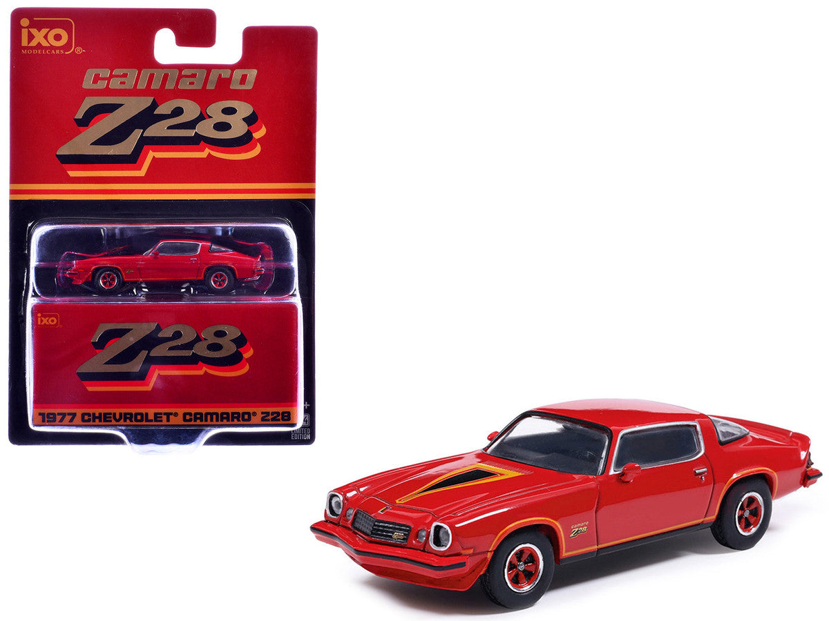 1977 Chevrolet Camaro Z28 Red with Hood Stripes 1/64 Diecast Model by IXO Models LuxuryLifeWay Online Store