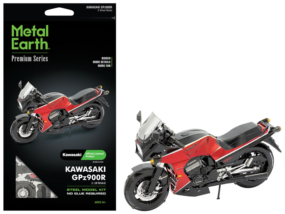 Model Kit Kawasaki GPz900R Motorcycle Red and Black (Challenging Difficulty) Steel Model by Metal Earth LuxuryLifeWay Online Store