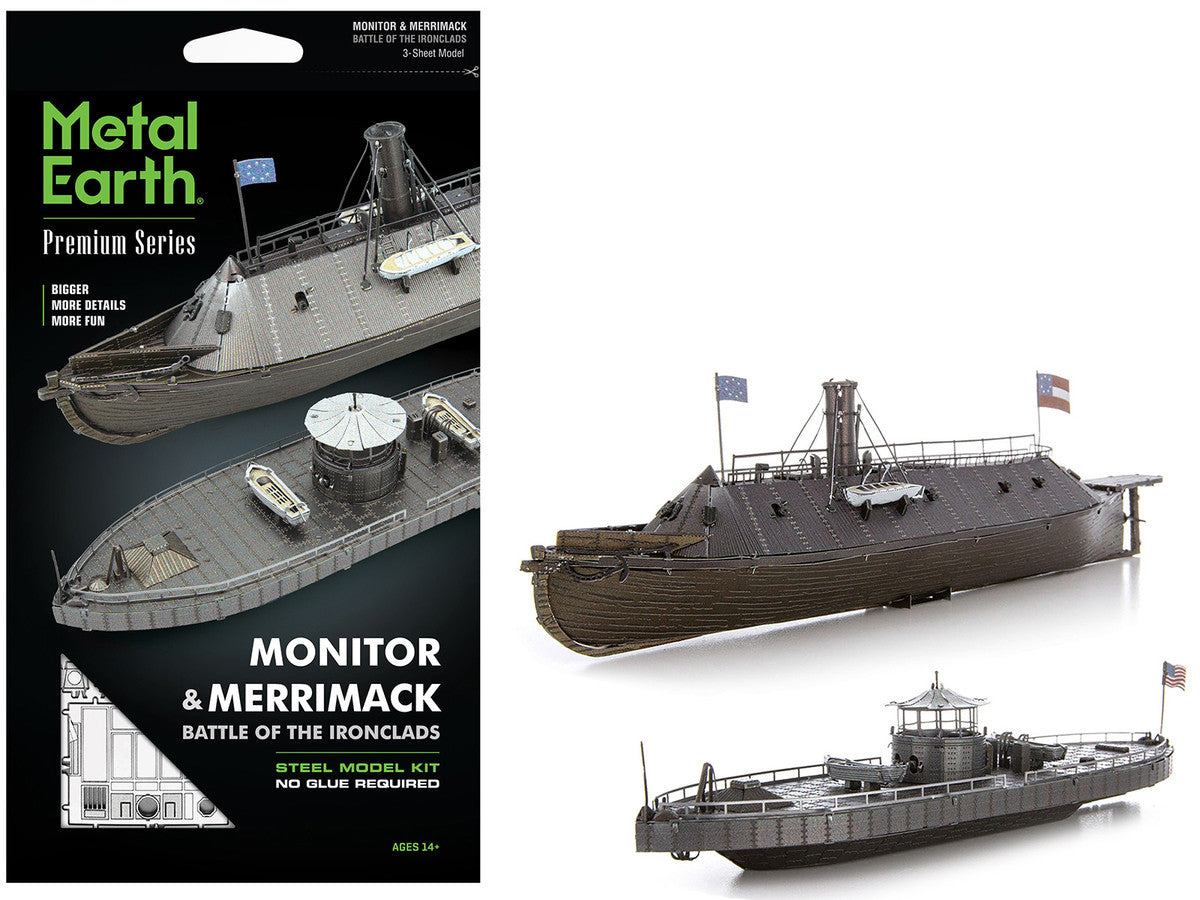 Model Kit USS Monitor and USS Merrimack Ironclad Warships "Battle of the Ironclads" (Challenging Difficulty) Steel Model by Metal Earth LuxuryLifeWay Online Store