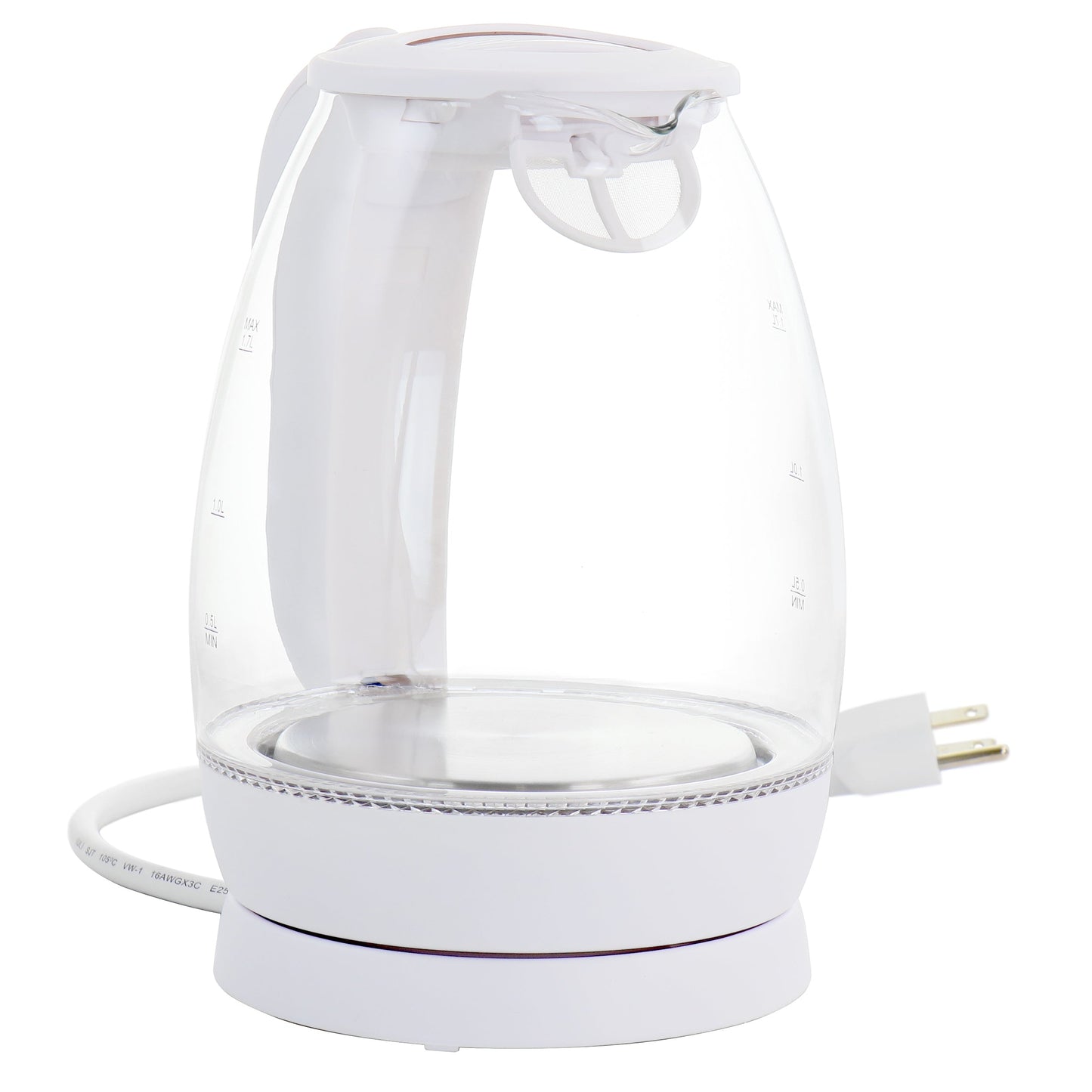 Better Chef 1.7 Liter Glass 360 Degree Cordless LED Electric Kettle in White LuxuryLifeWay Online Store