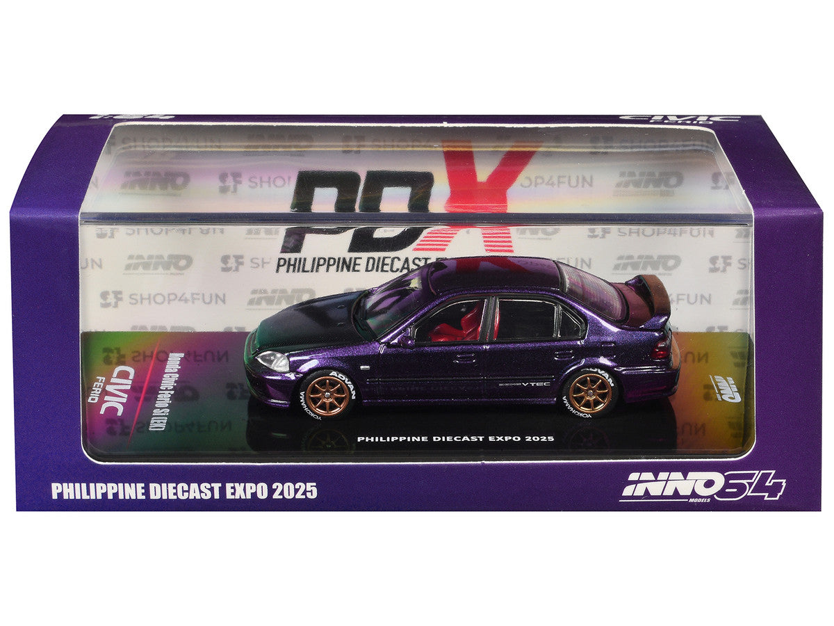Honda Civic Ferio Si (EK) RHD (Right Hand Drive) Midnight Purple Metallic "Philippine Diecast Expo 2025 Event Edition" 1/64 Diecast Model Car by Inno Models LuxuryLifeWay Online Store