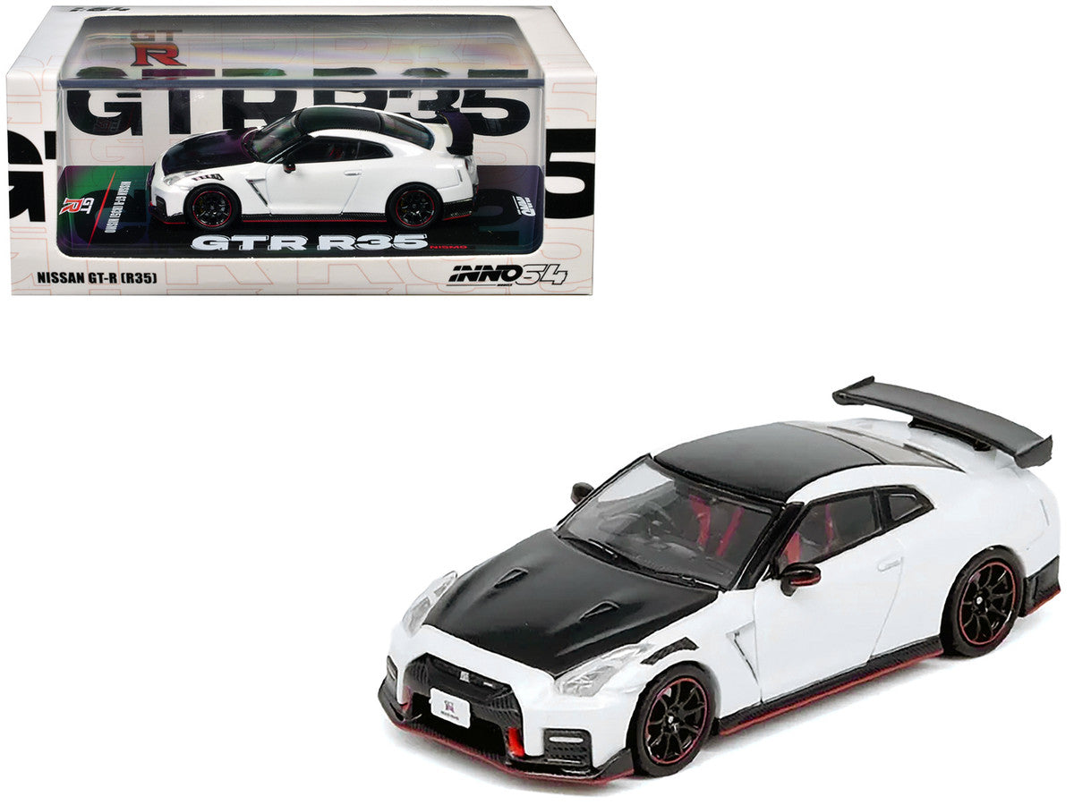 Nissan GT-R (R35) Nismo RHD (Right Hand Drive) White with Carbon Hood and Top 1/64 Diecast Model Car by Inno Models LuxuryLifeWay Online Store
