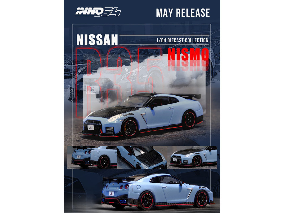 2022 Nissan GT-R (R35) Nismo Special Edition RHD (Right Hand Drive) Stealth Gray with Carbon Top and Hood 1/64 Diecast Model Car by Inno Models LuxuryLifeWay Online Store
