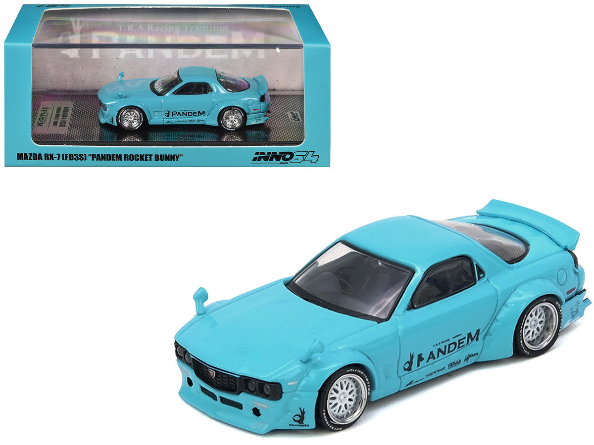 Mazda RX-7 (FD3S) RHD (Right Hand Drive) "Pandem Rocket Bunny" Light Blue 1/64 Diecast Model Car by Inno Models LuxuryLifeWay Online Store