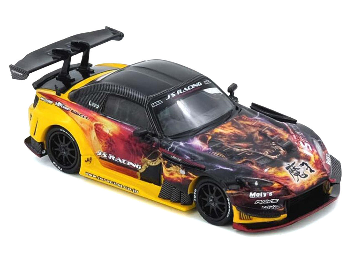 Honda S2000 (AP1) RHD (Right Hand Drive) "J's Racing - Maou" Yellow with Carbon Top with Graphics 1/64 Diecast Model Car by Inno Models LuxuryLifeWay Online Store
