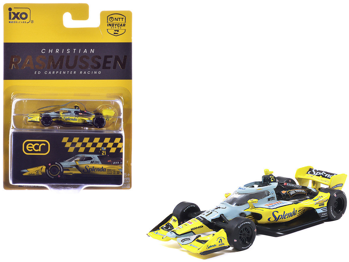 Dallara IndyCar #21 Christian Rasmussen "Splenda" Ed Carpenter Racing (Road Course Configuration) "NTT IndyCar Series" (2026) 1/64 Diecast Model by IXO Models LuxuryLifeWay Online Store