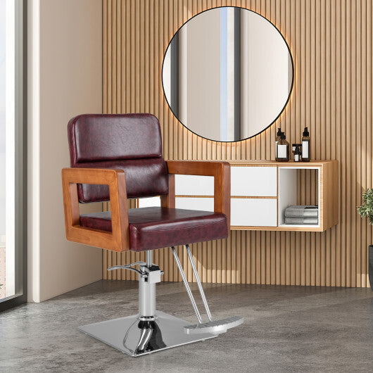 Hydraulic Barber Chair Salon Chair for Hair Stylist with 360 Degrees Swivel-Red LuxuryLifeWay Online Store