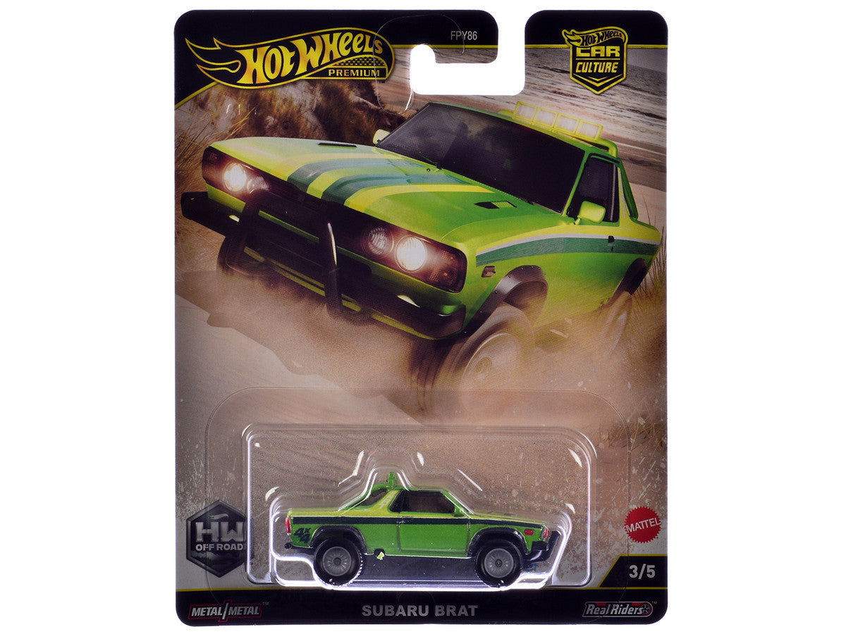 Subaru BRAT Utility Truck Green Metallic with Stripes "HW Off Road" Series Diecast Model Car by Hot Wheels LuxuryLifeWay Online Store