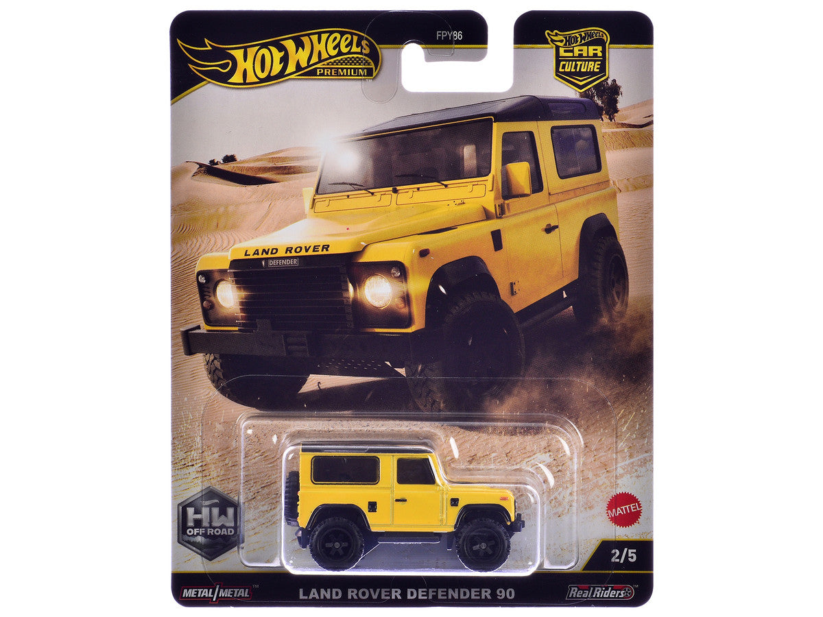 Land Rover Defender 90 Yellow with Black Top "HW Off Road" Series Diecast Model Car by Hot Wheels LuxuryLifeWay Online Store