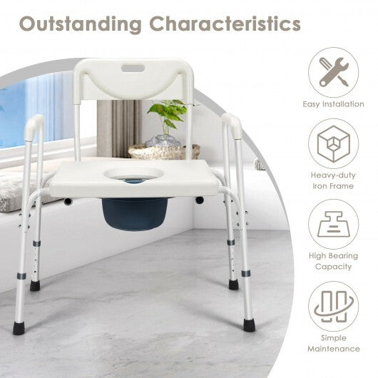 3-in-1 Bedside Commode Portable Toilet with Adjustable Height LuxuryLifeWay Online Store