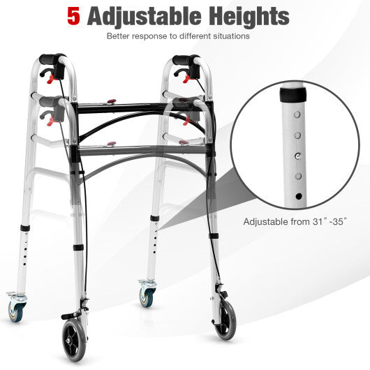 Height Adjustable Aluminum Walker with Rolling Wheels and Brakes LuxuryLifeWay Online Store