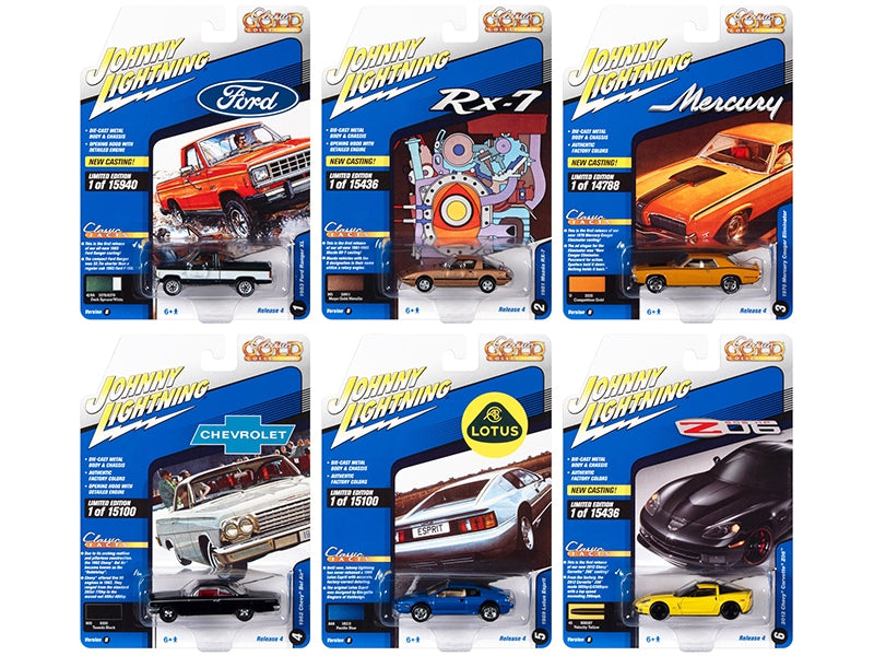 "Classic Gold Collection" 2021 Set B of 6 Cars Release 4 1/64 Diecast Model Cars by Johnny Lightning LuxuryLifeWay Online Store