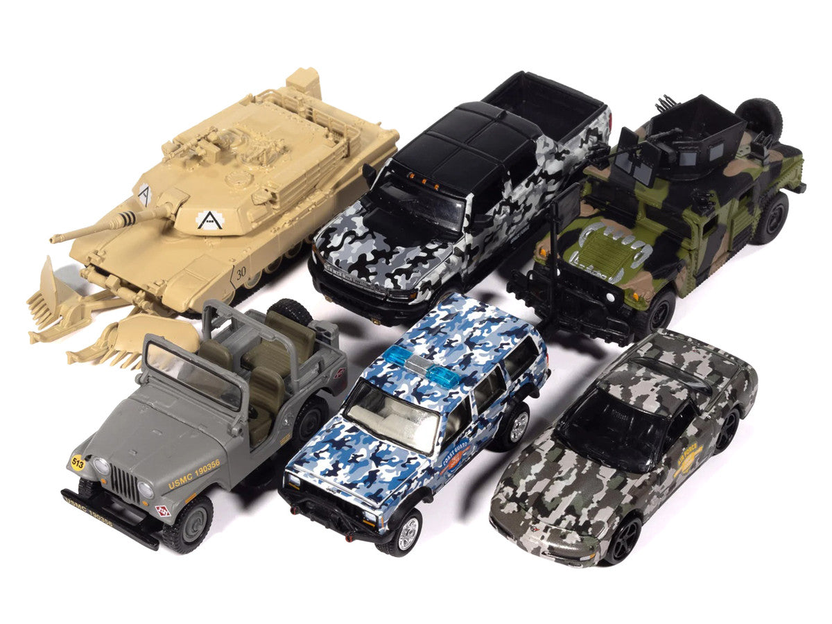 "Military" Set A of 6 pieces 2025 Release 2 Limited Edition 1/64 Diecast Model Cars by Johnny Lightning LuxuryLifeWay Online Store