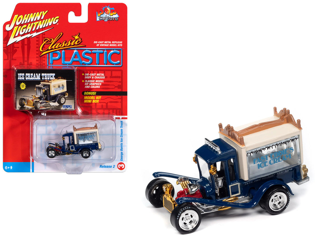 George Barris Ice Cream Truck Blue "Classic Plastic" "Pop Culture" 2024 Release 2 1/64 Diecast Model Car by Johnny Lightning LuxuryLifeWay Online Store