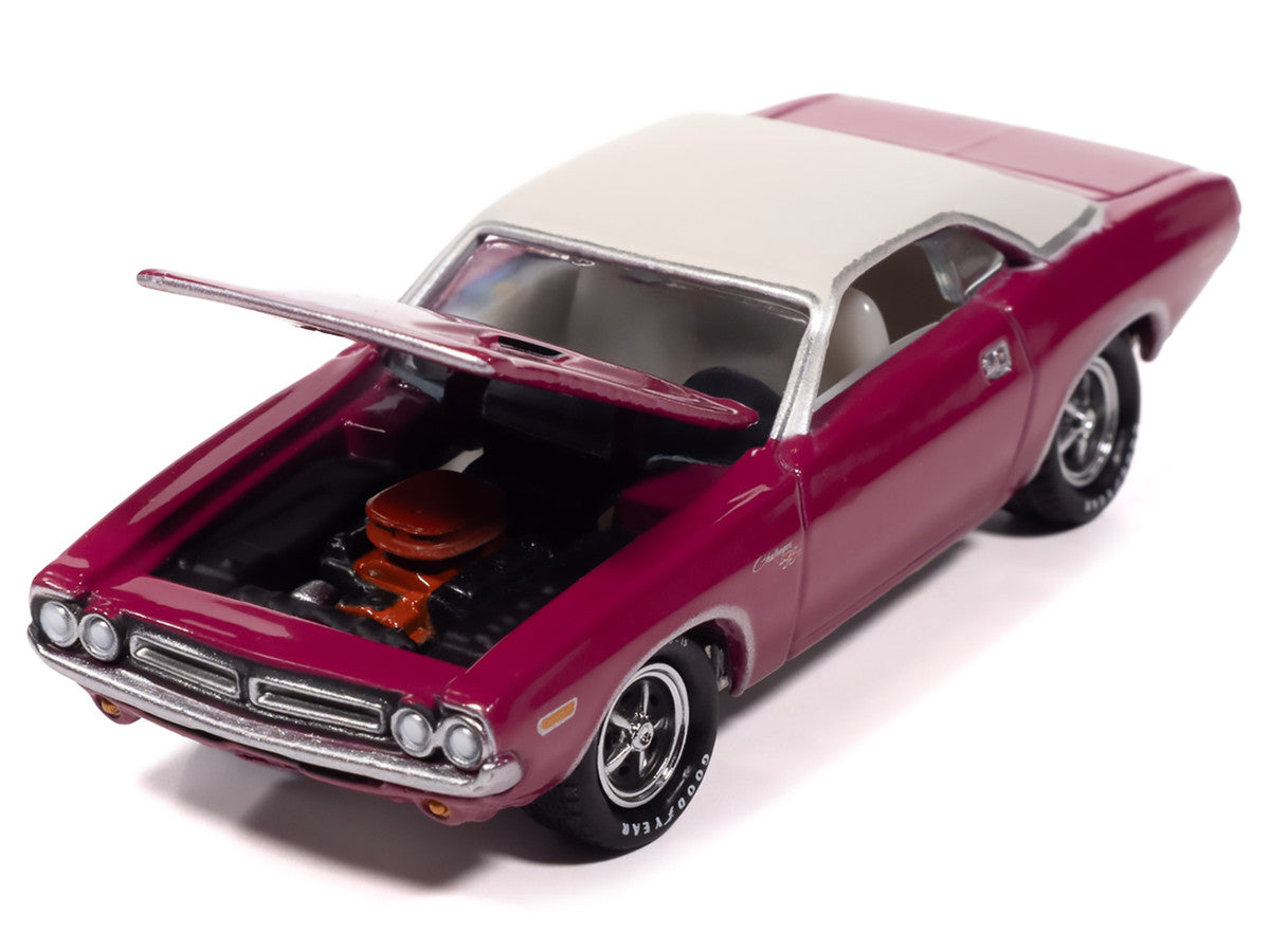 1971 Dodge Challenger R/T Panther Pink with White Top and Interior "Classic Gold Collection" 1/64 Diecast Model Car by Johnny Lightning LuxuryLifeWay Online Store