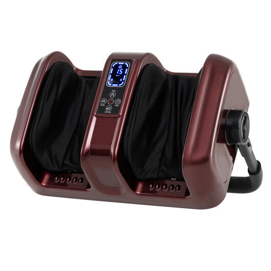 Foot and Calf Massager with Heat Shiatsu Deep Kneading Rolling Smart Electric Leg Massager-Black
