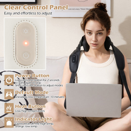 Neck Shoulder Massager with 2 Heat Levels for Pain Relief-Beige LuxuryLifeWay Online Store
