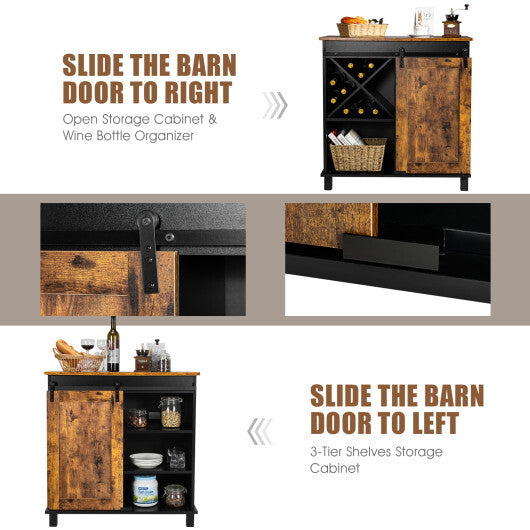 Industrial Storage Cabinet with Sliding Barn Door-Rustic Brown LuxuryLifeWay Online Store