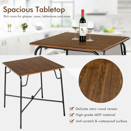 5 Pieces Bar Table Set with 4 Counter Height Backless Stools-Rustic Brown LuxuryLifeWay Online Store