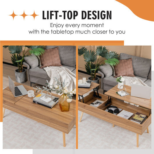 47 Inch Lift Top Coffee Table with 2 Hidden Compartments-Black LuxuryLifeWay Online Store